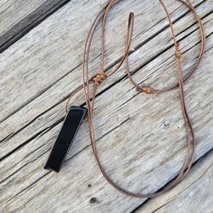 Black Obsidian Necklace Unisex Necklace Obsidian Crystal Rope Necklace